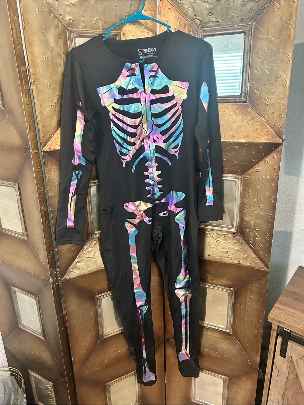 Tipsy Elves Black & Iridescent Skeleton Bodysuit Halloween Costume